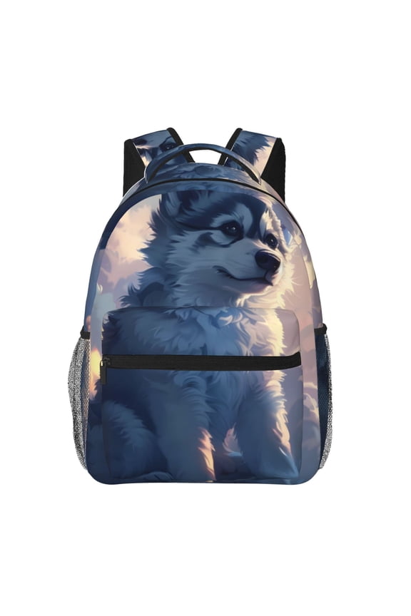 Cloud Wolf Pattern Laptop Backpack,Travel Backpack Outdoor Activities Bag Daypack for Travel Hiking Shopping Daily