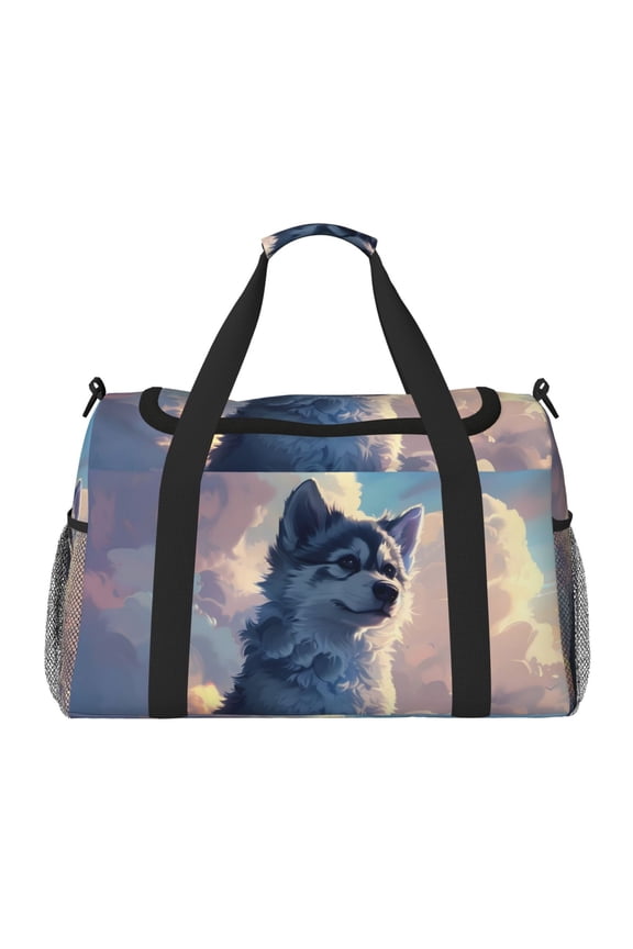 Cloud Wolf Print Hand Travel Bag - Foldable Travel Duffel Bags for Men Women -Sport Gym Bag - Overnight Travel Duffel Bag - Adjustable Shoulder Strap