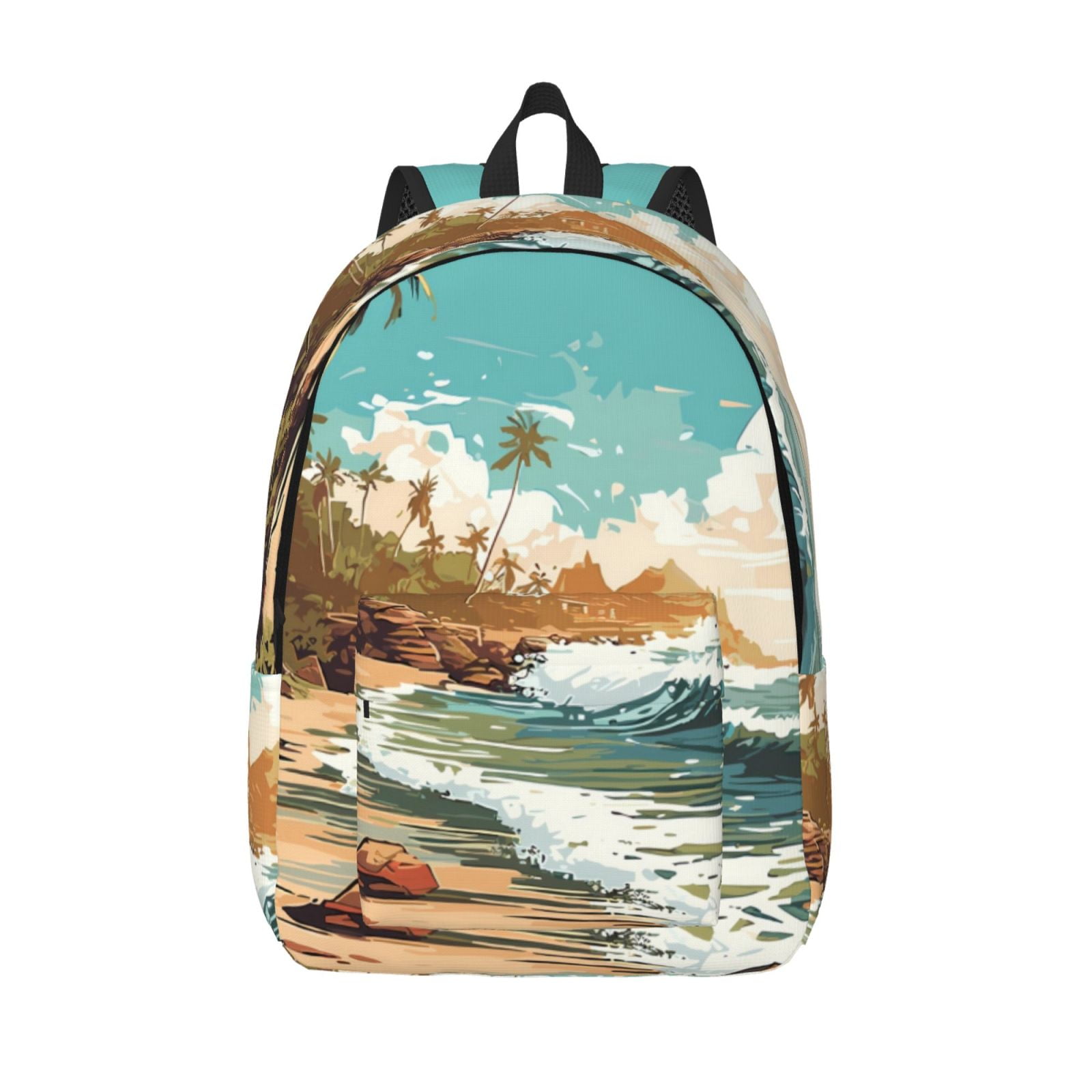 Large Beach Rucksacks Defioc Coastal Palm Beach for Canvas Backpack,Travel Rucksack Unisex ...