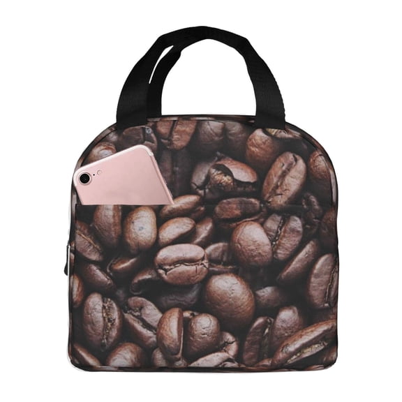 Defioc Coffee Bean Print Lunch Box,Lunch Bag for Women Men Reusable Insulated Lunch Tote for Work/Office/Picnic/Travel