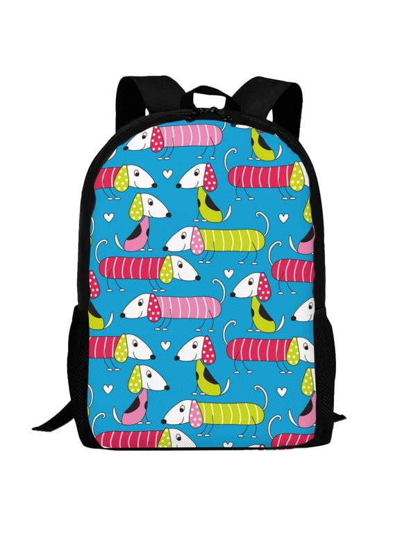 Color Dachshund Dog Pattern Carry on Backpack,16.5x12.5x5.5 Personal Item Bag Carry On Backpack Water Resistant Lightweight Daypack