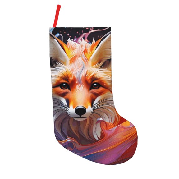 Defioc Color Splash Fox Portrait for Christmas Stockings 18" Personalized Holiday Stocking for Family, Farmhouse Decor, Xmas Tree Decoration, 1 Pack