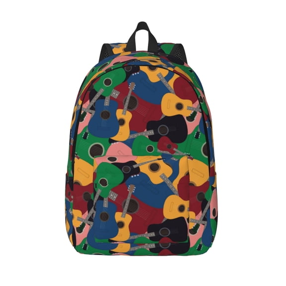 Defioc Colored Guitars for Canvas Backpack,Travel Rucksack Unisex Knapsack Laptop Backpack for Work & College -Medium