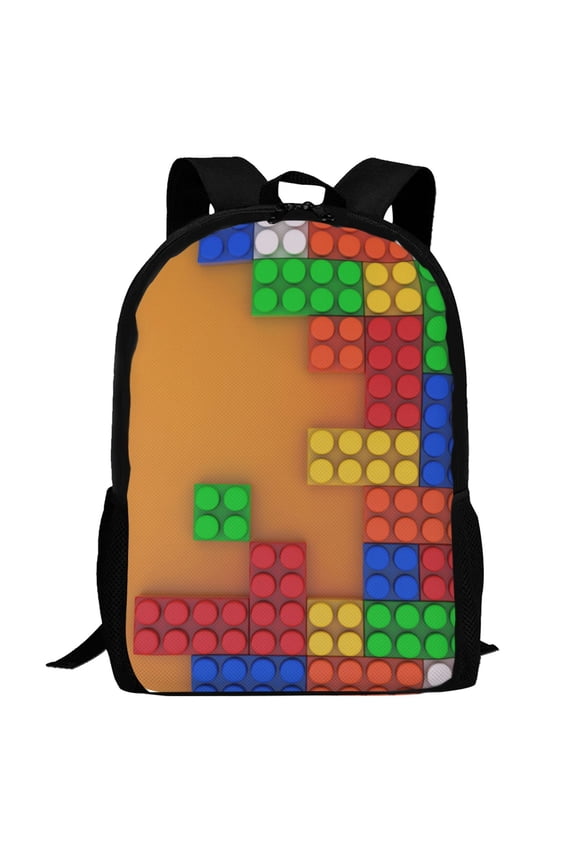 Colorful Building Blocks A Pattern Carry on Backpack,16.5x12.5x5.5 Personal Item Bag Carry On Backpack Water Resistant Lightweight Daypack