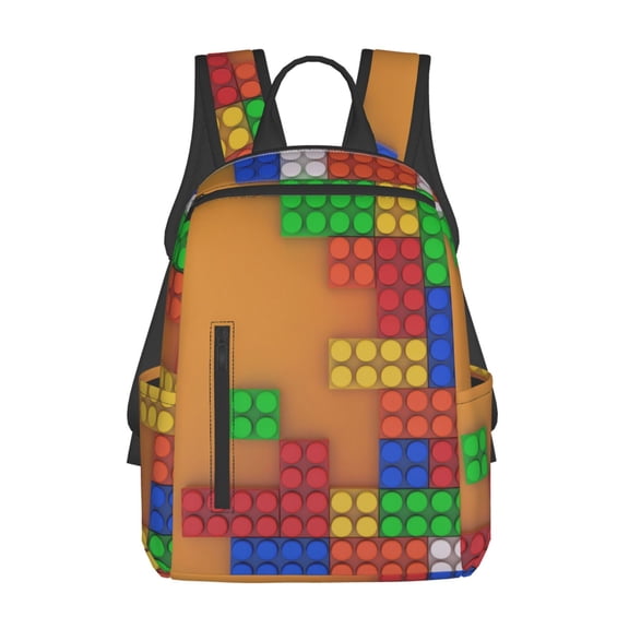 Defioc Colorful Building Blocks A Pattern Travel Laptop Backpack,Lightweight Backpack Travel Hiking Daypack Backpack Work Bag for Men Women