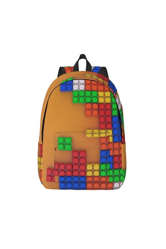 Colorful Building Blocks A for Canvas Backpack,Travel Rucksack Unisex Knapsack Laptop Backpack for Work & College -Medium