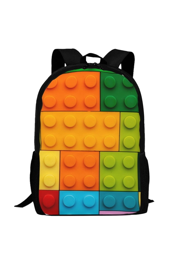 Colorful Building Blocks Pattern Carry on Backpack,16.5x12.5x5.5 Personal Item Bag Carry On Backpack Water Resistant Lightweight Daypack