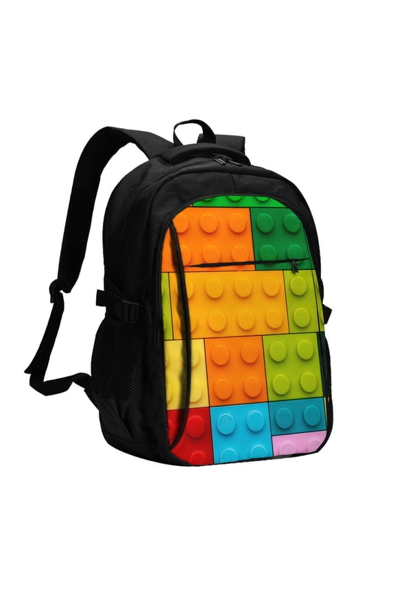 Colorful Building Blocks for Travel Backpack for Women,15.6 inch Laptop Backpack Carry On Backpack Personal Item Travel Bag Daypack for School Weekender Business Trip