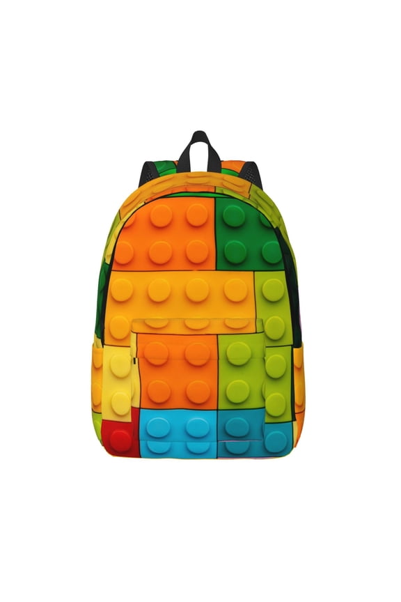 Colorful Building Blocks for Canvas Backpack,Travel Rucksack Unisex Knapsack Laptop Backpack for Work & College -Medium