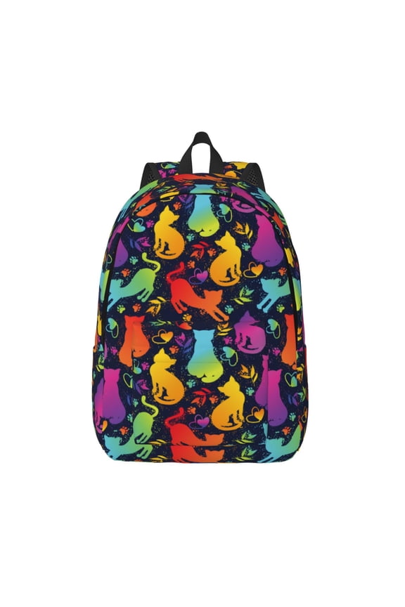 Colorful Cats for Canvas Backpack,Travel Rucksack Unisex Knapsack Laptop Backpack for Work & College -Medium
