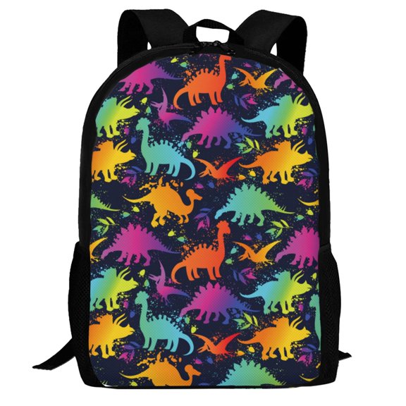 Defioc Colorful Dinosaur Pattern Carry on Backpack,16.5x12.5x5.5 Personal Item Bag Carry On Backpack Water Resistant Lightweight Daypack