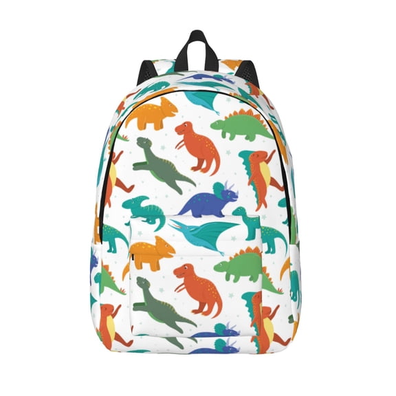 Defioc Colorful Dinosaur for Canvas Backpack,Travel Rucksack Unisex Knapsack Laptop Backpack for Work & College -Medium