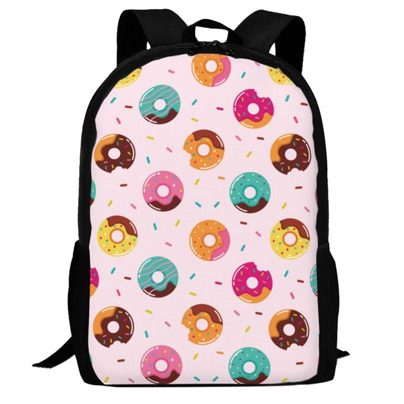 Defioc Colorful Donuts Pattern Carry on Backpack,16.5x12.5x5.5 Personal Item Bag Carry On Backpack Water Resistant Lightweight Daypack