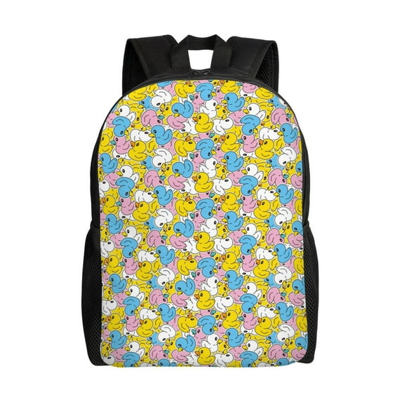 Defioc Colorful Duck Print Backpack -Travel,or Work Bookbag Daypacks with 15-Inch Laptop Sleeve and Dual Water Bottle Pockets
