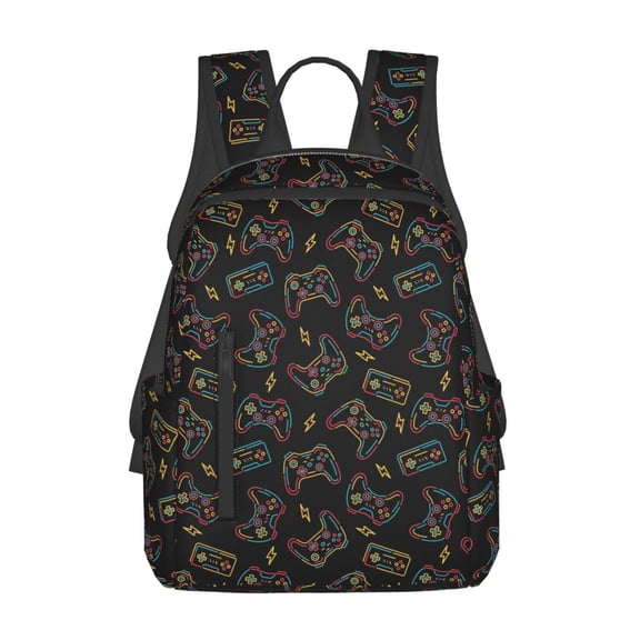 Defioc Colorful Game Controller Pattern Travel Laptop Backpack,Lightweight Backpack Travel Hiking Daypack Backpack Work Bag for Men Women