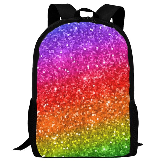 Defioc Colorful Glitter Pattern Carry on Backpack,16.5x12.5x5.5 Personal Item Bag Carry On Backpack Water Resistant Lightweight Daypack