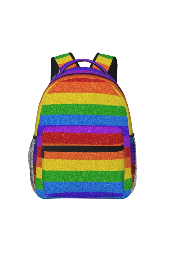 Colorful Glitter Rainbow Pattern Laptop Backpack,Travel Backpack Outdoor Activities Bag Daypack for Travel Hiking Shopping Daily