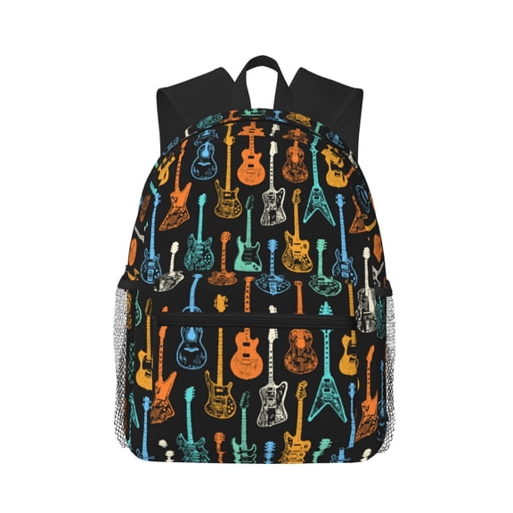Defioc Colorful Guitar Pattern Laptop Backpack for Men and Women,Casual Backpack Dayback Sports Bookbag for Travel Running Hiking