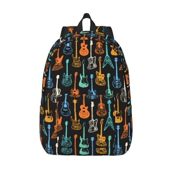 Defioc Colorful Guitar for Canvas Backpack,Travel Rucksack Unisex Knapsack Laptop Backpack for Work & College -Medium