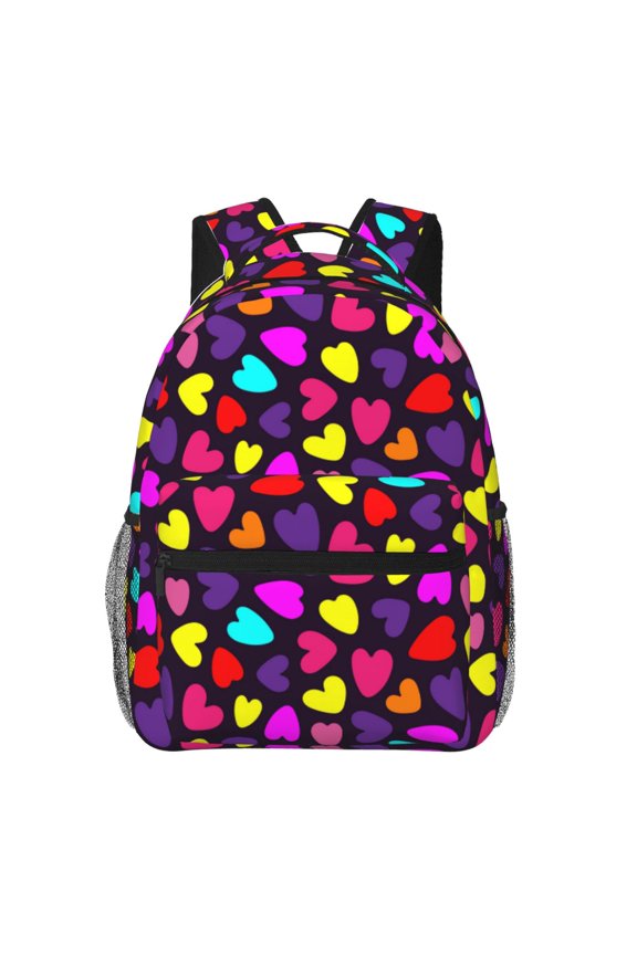 Colorful Hearts Pattern Laptop Backpack,Travel Backpack Outdoor Activities Bag Daypack for Travel Hiking Shopping Daily