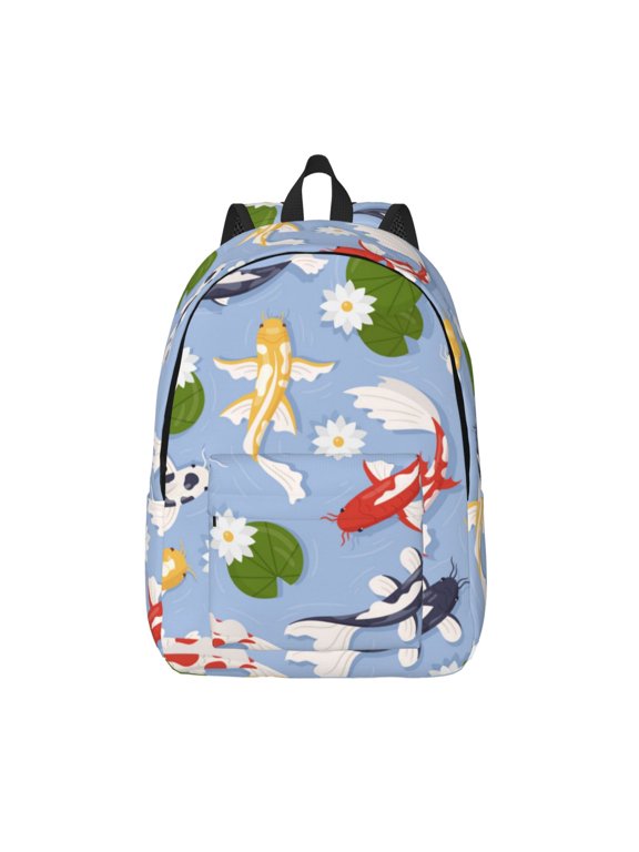Colorful Koi Fish for Canvas Backpack,Travel Rucksack Unisex Knapsack Laptop Backpack for Work & College -Medium