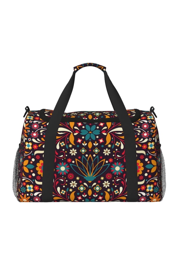 Colorful Mexican2 Print Hand Travel Bag - Foldable Travel Duffel Bags for Men Women -Sport Gym Bag - Overnight Travel Duffel Bag - Adjustable Shoulder Strap