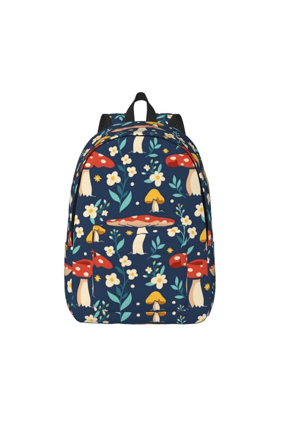 Colorful Mushrooms for Canvas Backpack,Travel Rucksack Unisex Knapsack Laptop Backpack for Work & College -Small