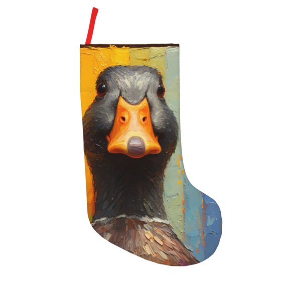 Defioc Colorful Painted Duck for Christmas Stockings 18" Personalized Holiday Stocking for Family, Farmhouse Decor, Xmas Tree Decoration, 1 Pack