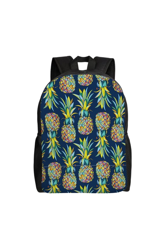 Colorful Pineapples Print Backpack -Travel,or Work Bookbag Daypacks with 15-Inch Laptop Sleeve and Dual Water Bottle Pockets