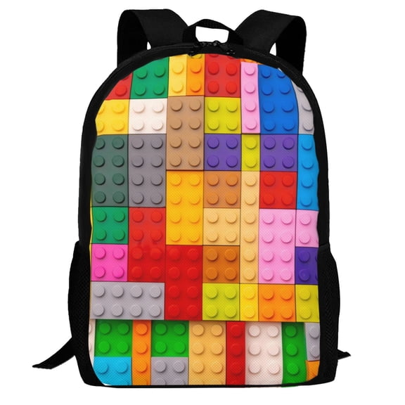Defioc Colorful Plastic Blocks Pattern Pattern Carry on Backpack,16.5x12.5x5.5 Personal Item Bag Carry On Backpack Water Resistant Lightweight Daypack