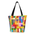 thumbnail image 1 of Defioc Colorful Plastic Blocks Pattern Print Tote Bag for Women,Shoulder Bag with Zipper Casual Tote's Handbag Big Capacity Shoulder Bag with Inner Pocket Fit for Shopping,Office,Travel, 1 of 7