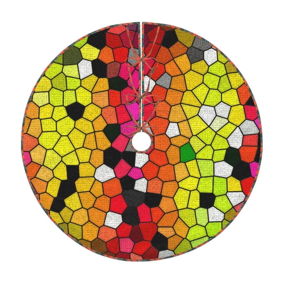Defioc Colorful Tie Dye Stained Glass 1 for Christmas Tree Skirt Snowman Xmas Tree Skirt Farmhouse Christmas Decorations Tree Mat for Holiday Party Decor-36"
