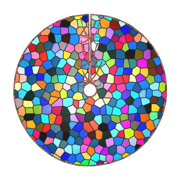 Defioc Colorful Tie Dye Stained Glass 2 for Christmas Tree Skirt Snowman Xmas Tree Skirt Farmhouse Christmas Decorations Tree Mat for Holiday Party Decor-36"