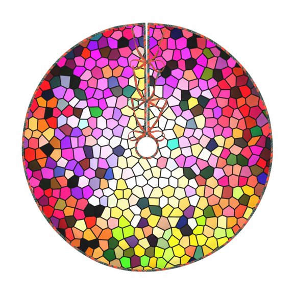 Defioc Colorful Tie Dye Stained Glass 3 for Christmas Tree Skirt Snowman Xmas Tree Skirt Farmhouse Christmas Decorations Tree Mat for Holiday Party Decor-36"