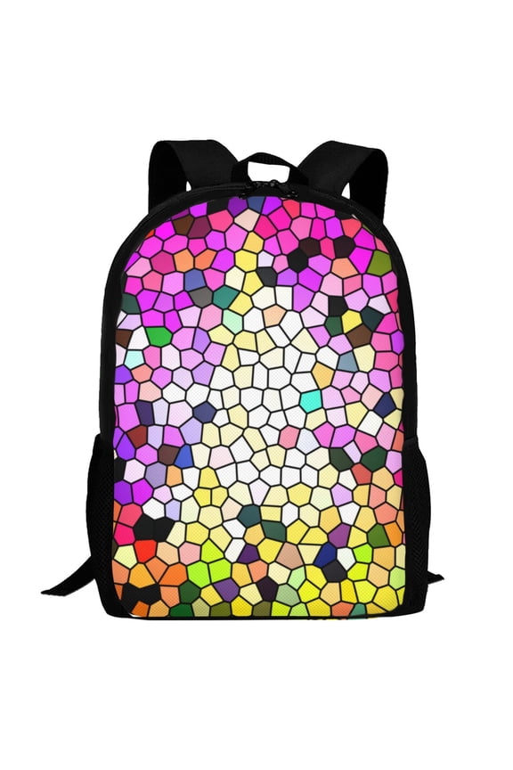 Colorful Tie Dye Stained Glass 3 Pattern Carry on Backpack,16.5x12.5x5.5 Personal Item Bag Carry On Backpack Water Resistant Lightweight Daypack