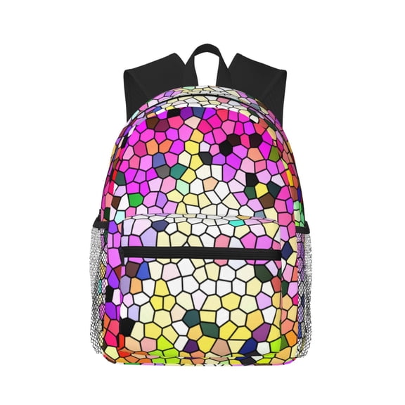 Defioc Colorful Tie Dye Stained Glass 3 Pattern Laptop Backpack for Men and Women,Casual Backpack Dayback Sports Bookbag for Travel Running Hiking