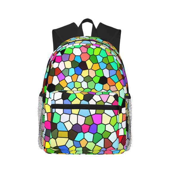 Defioc Colorful Tie Dye Stained Glass Pattern Laptop Backpack for Men and Women,Casual Backpack Dayback Sports Bookbag for Travel Running Hiking