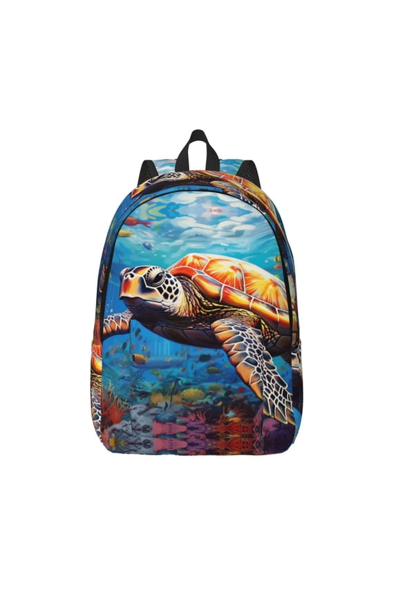 Colorful Underwater Sea Turtle for Canvas Backpack,Travel Rucksack Unisex Knapsack Laptop Backpack for Work & College -Medium