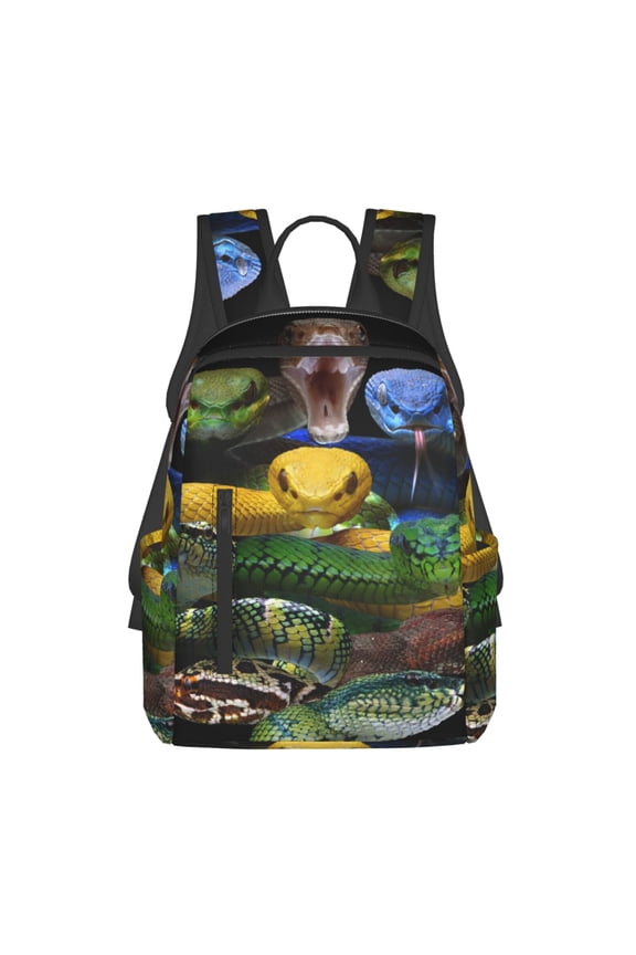 Colorful Viper Snake Pattern Travel Laptop Backpack,Lightweight Backpack Travel Hiking Daypack Backpack Work Bag for Men Women