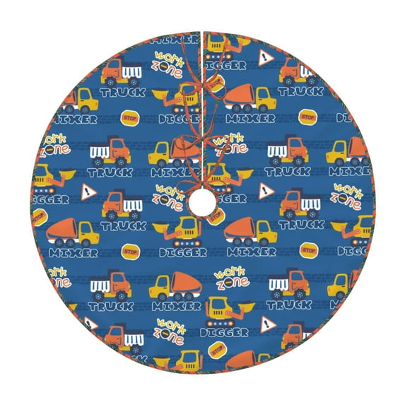 Defioc Construction Vehicles for Christmas Tree Skirt Snowman Xmas Tree Skirt Farmhouse Christmas Decorations Tree Mat for Holiday Party Decor-36"