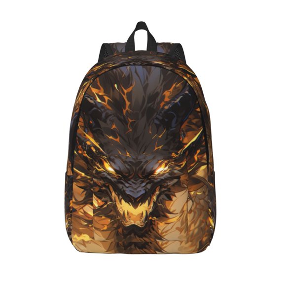 Defioc Cool Black Gold Dragon for Canvas Backpack,Travel Rucksack Unisex Knapsack Laptop Backpack for Work & College -Medium