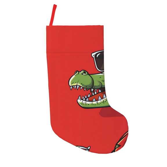 Defioc Cool Crocodile With Sunglasses for Christmas Stockings 18" Personalized Holiday Stocking for Family, Farmhouse Decor, Xmas Tree Decoration, 1 Pack