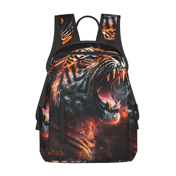 Defioc Cool Tiger Pattern Travel Laptop Backpack,Lightweight Backpack Travel Hiking Daypack Backpack Work Bag for Men Women