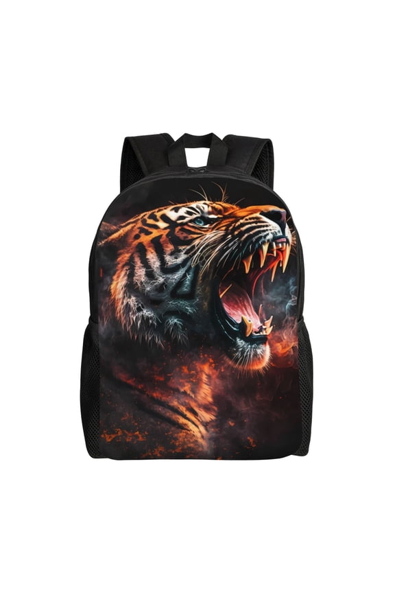 Cool Tiger Print Backpack -Travel,or Work Bookbag Daypacks with 15-Inch Laptop Sleeve and Dual Water Bottle Pockets
