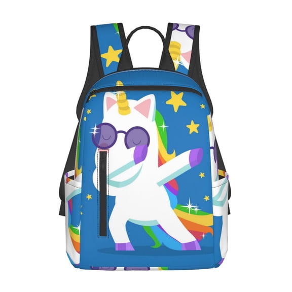 Defioc Cool Unicorn Star Golden Pattern Travel Laptop Backpack,Lightweight Backpack Travel Hiking Daypack Backpack Work Bag for Men Women
