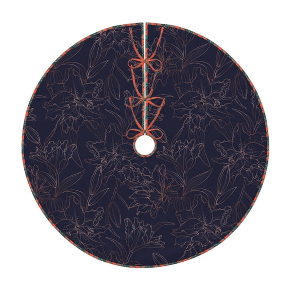 Defioc Copper-Gold Gloss Outline Flower1 for Christmas Tree Skirt Snowman Xmas Tree Skirt Farmhouse Christmas Decorations Tree Mat for Holiday Party Decor-30"