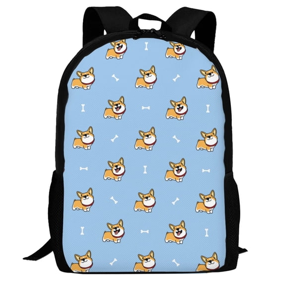 Defioc Corgi Dog Pattern Carry on Backpack,16.5x12.5x5.5 Personal Item Bag Carry On Backpack Water Resistant Lightweight Daypack