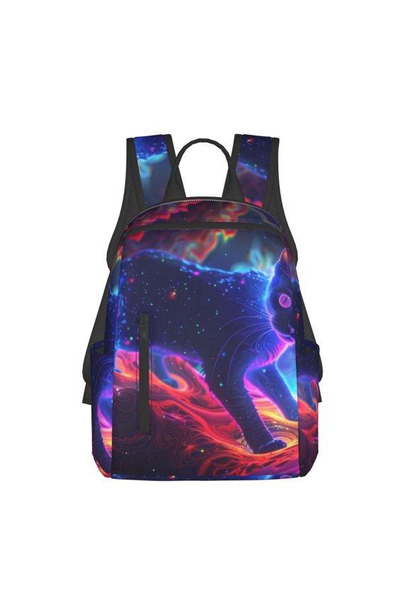 Cosmic Cat Psychedelic Journey Pattern Travel Laptop Backpack,Lightweight Backpack Travel Hiking Daypack Backpack Work Bag for Men Women