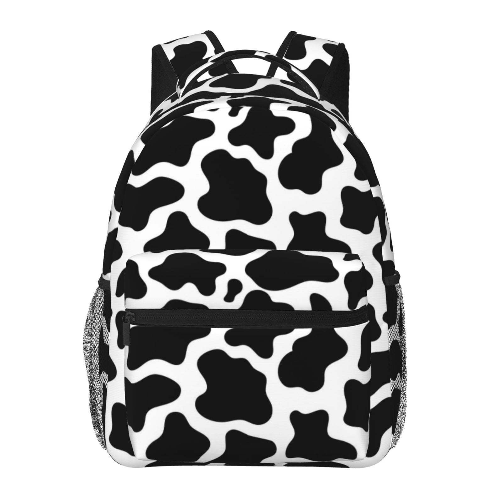 Defioc Cow Print Black White Pattern Laptop Backpack,Travel Backpack Outdoor Activities Bag Daypack for Travel Hiking Shopping Daily