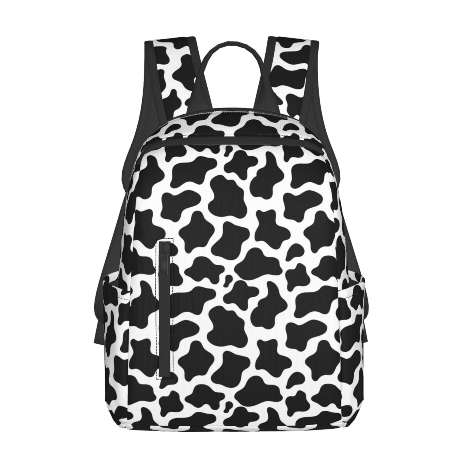 Defioc Cow Print Black White Pattern Travel Laptop Backpack,Lightweight Backpack Travel Hiking Daypack Backpack Work Bag for Men Women